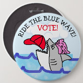 ブルーウェイに乗る民主党議員アンチトランプ 缶バッジ (正面&裏面)