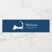 ブルーウェクエーセットケープコッド地図/赤いハート結婚付き ペットボトルラベル (シングルラベル)