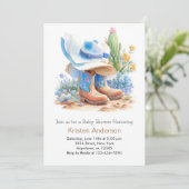 ブルーウェスタンカウボーイハットベビーシャワー 招待状 (スタンド正面)