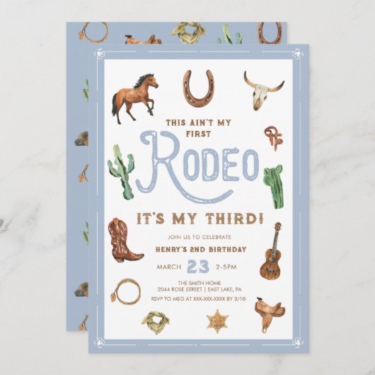 ブルーウェスタン3rdバースデーロデオ招待状 招待状 (正面/裏面)