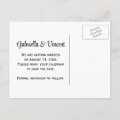 ブルーウェディングに黄色のひまわり日付を保存 案内ポストカード (裏面)