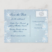 ブルーウェディングの雪はがき日付を保存 案内ポストカード (裏面)