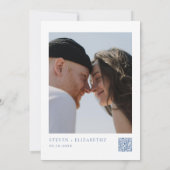 ブルーウェディングフランスの日付の写真を保存 招待状 (裏面)