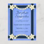 ブルーウェディング素朴日付のアナウンスを保存 案内ポストカード (正面)