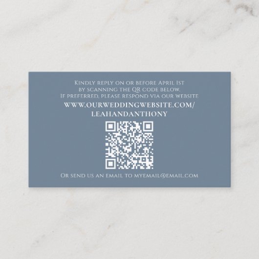 ブルーウェディングRSVPカードカスタム写真 エンクロージャーカード (正面)