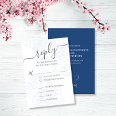 ブルーウェディングRSVP食事の選択QRコード 出欠カード