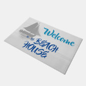 ブルーウェルカムトゥザビーチハ航海のウス ドアマット (アングル)