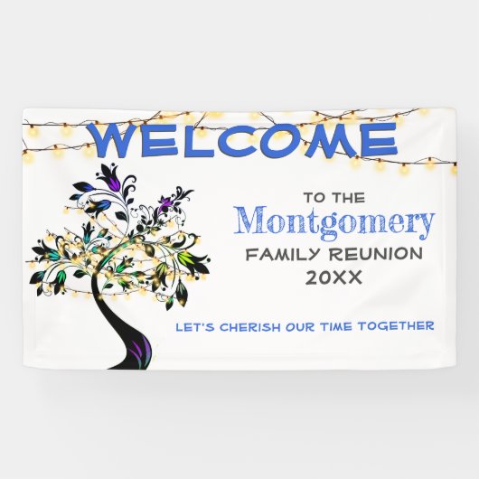 ブルーウェルカムファミリー懇親会ツリーライトバナー 横断幕 (横)