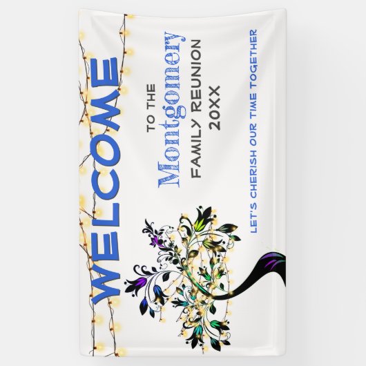 ブルーウェルカムファミリー懇親会ツリーライトバナー 横断幕 (縦)