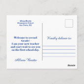 ブルーウェルカム新学期はがき ポストカード (裏面)