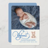 ブルーウェルカム書道の誕生のお知らせ 案内状 (正面/裏面)