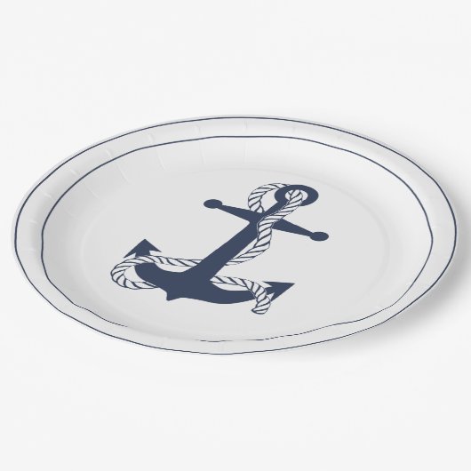 ブルーウェーブいかりネイビー/ウィットID836 ペーパープレート (アングル)