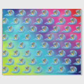 ブルーウェーブのサーファー ラッピングペーパー (フラット)