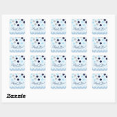 ブルーウェーブの水彩画アートビーチの景色ステッカー スクエアシール (シート)