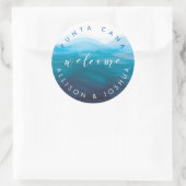 ブルーウェーブウェルカムステッカーラベルホテルウェルカムバッグ ラウンドシール (バッグ)