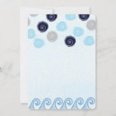 ブルーウェーブウォーターカラーアートビーチサマー招待状 招待状 (裏面)