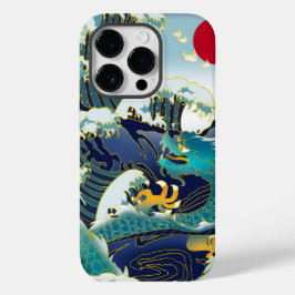 ブルーウェーブグリーンドラゴンレッドサンスケートボード Case-Mate iPhone 14 PROケース