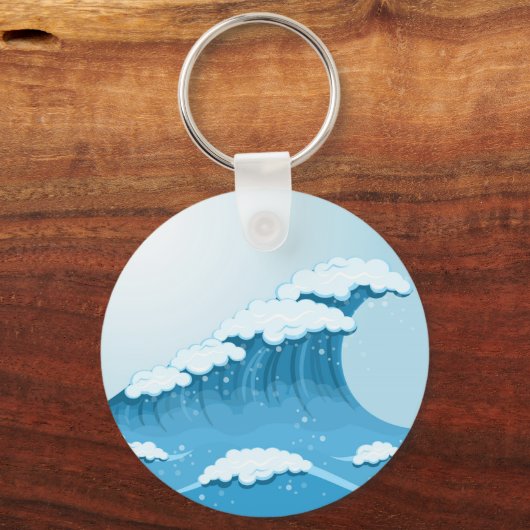 ブルーウェーブサーフと海 キーホルダー (正面)