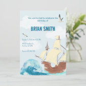 ブルーウェーブシップバイキング誕生日 招待状 (スタンド正面)