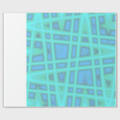 ブルーウェーブジオメトモダンリ抽象芸術パターン ラッピングペーパー (フラット)