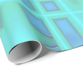 ブルーウェーブジオメトモダンリ抽象芸術パターン ラッピングペーパー (ロールコーナー)