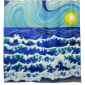 ブルーウェーブズムーン踊りイン海 シャワーカーテン (正面)