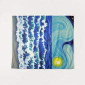 ブルーウェーブズムーン踊りイン海 タペストリー (正面(横))