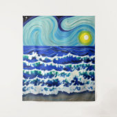 ブルーウェーブズムーン踊りイン海 タペストリー (正面)