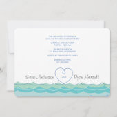 ブルーウェーブズループハートシンプル婚約パーティ 招待状 (裏面)