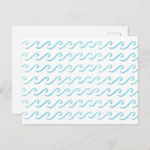 ブルーウェーブズ水彩模様シンプルはがき ポストカード (正面/裏面)