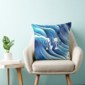 ブルーウェーブパターン クッション (椅子)