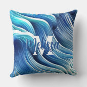 ブルーウェーブパターン クッション (裏面)