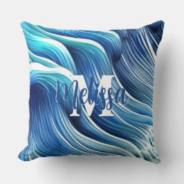 ブルーウェーブパターン クッション