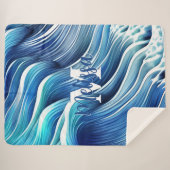 ブルーウェーブパターン シェルパブランケット (正面(横))