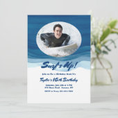 ブルーウェーブフォト誕生日招待状 招待状 (スタンド正面)