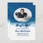 ブルーウェーブフォト誕生日招待状 招待状 (正面/裏面)