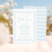 ブルーウェーブホタテのフレーム男の赤ちゃんシャワー 招待状