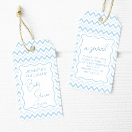 ブルーウェーブホタテレトロ男の赤ちゃんシャワーサンキュー ギフトタグ
