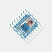 ブルーウェーブボーイ写真誕生日パーティー スタンダードカクテルナプキン (角)