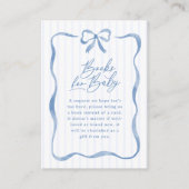 ブルーウェーブリボン弓ベビー書籍ベビー エンクロージャーカード (正面)