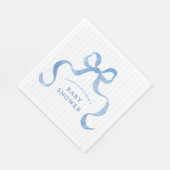 ブルーウェーブリボン弓赤ちゃんシャワー スタンダードランチョンナプキン (角)