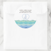 ブルーウェーブルーピーハート住所 シールステッカー ラウンドシール (バッグ)