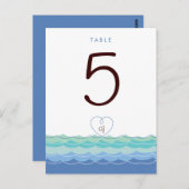 ブルーウェーブループハートビーチモダンテーブル番号 ポストカード (正面/裏面)