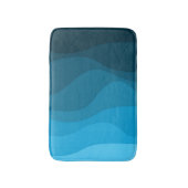 ブルーウェーブレトロスタイル波デザイン バスマット (正面縦)