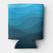 ブルーウェーブレトロスタイル波デザイン 缶クーラー (正面)