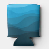 ブルーウェーブレトロスタイル波デザイン 缶クーラー (裏面)