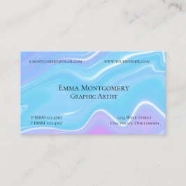 ブルーウェーブ大理石リキッドアート 名刺