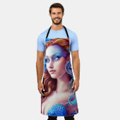 ブルーウェーブ女神海ワールドファンタジーアート エプロン (着用した状態)
