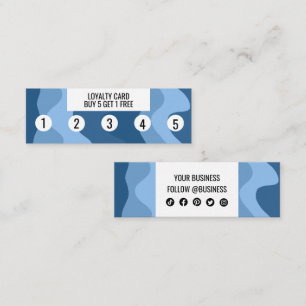 ブルーウェーブ形状手作りソーシャルアイコンシック ロイヤリティカード