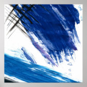 ブルーウェーブ抽象芸術水彩画コンテンポラリー像 ポスター (正面)